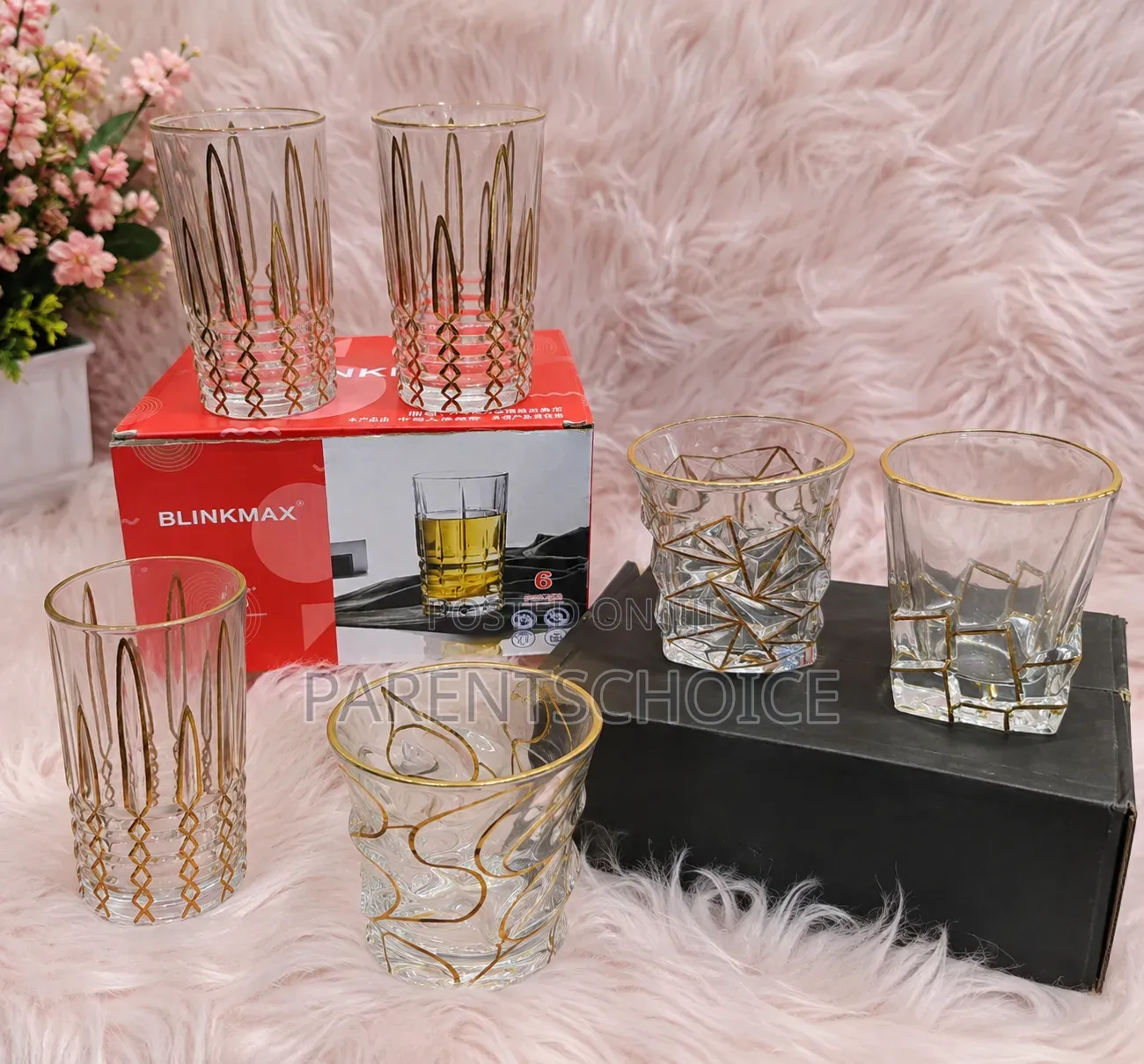 Elegant Gold-Rimmed Glass Tumbler Set- 6 Pieces