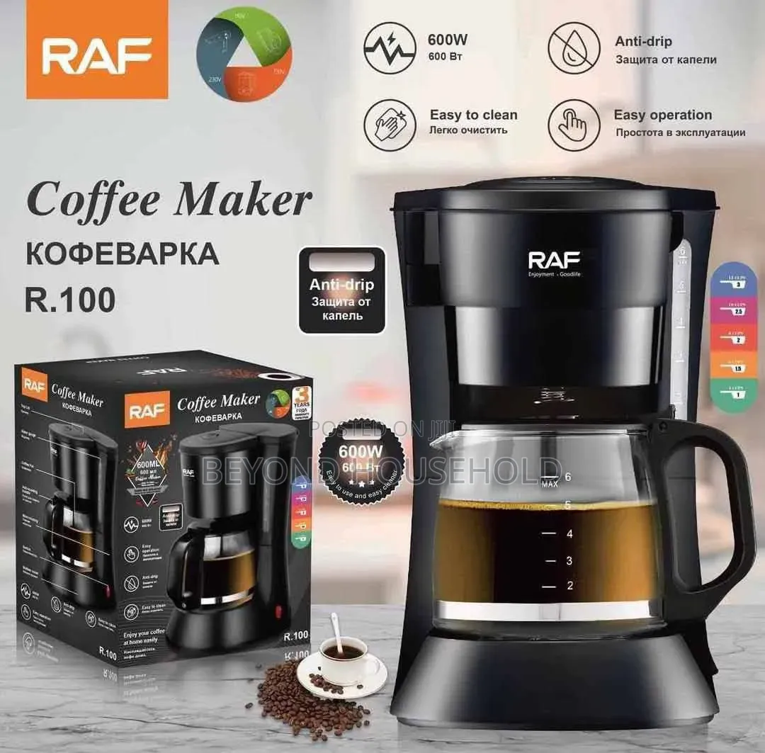 RAF 600W Electric Coffee Maker – 600ml Glass Carafe Coffee Machine