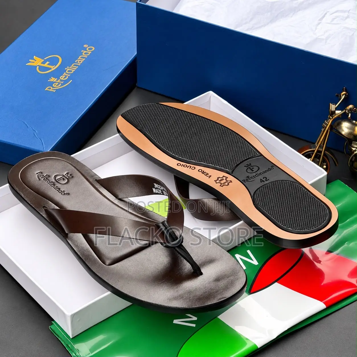 High Quality Re Ferdinando Italian Leather Slippers