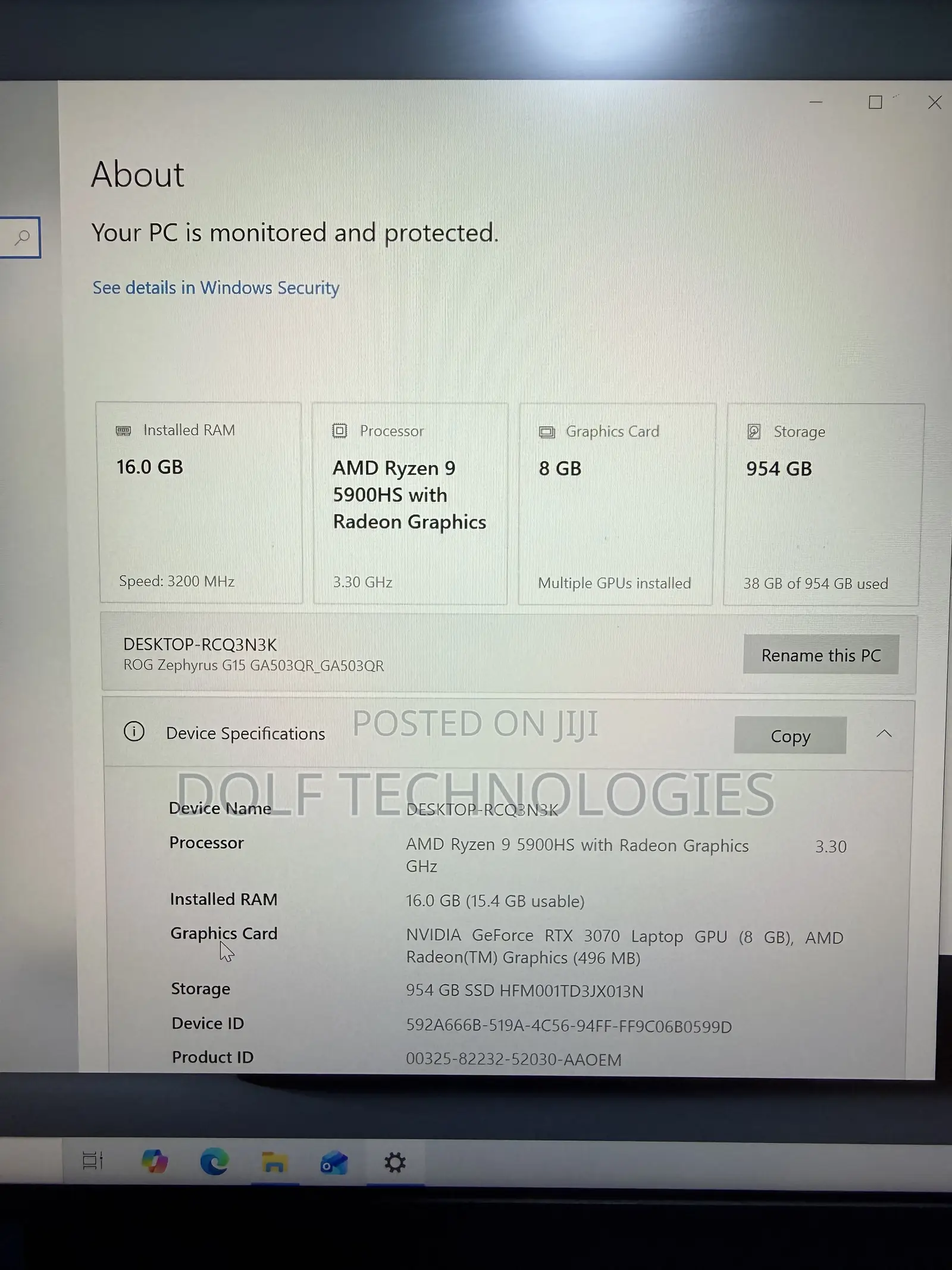 Laptop Asus ROG Zephyrus G15 16GB AMD Ryzen 9 SSD 1T