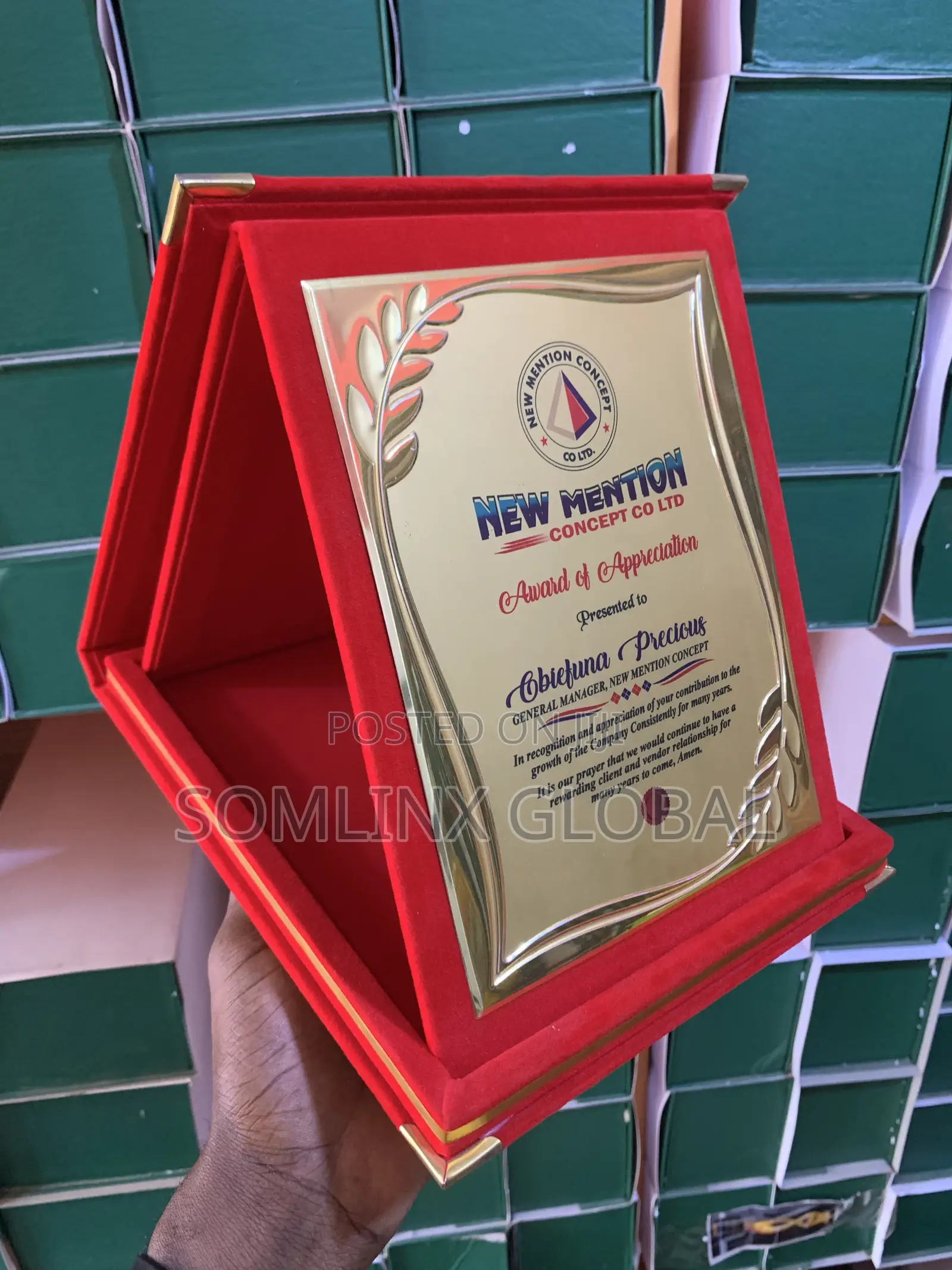 Leather Award Plaque (Red)