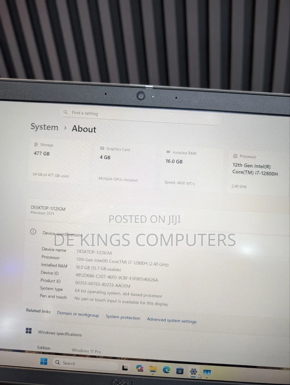 Laptop Dell Precision 3571 16GB Nvidia SSD 512GB