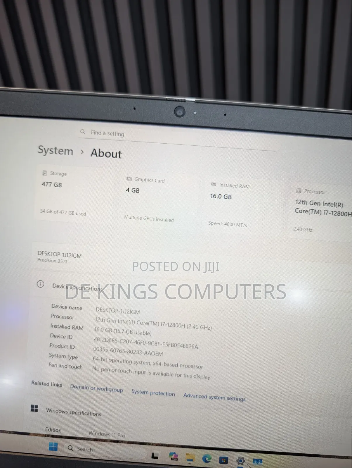 Laptop Dell Precision 3571 16GB Nvidia SSD 512GB