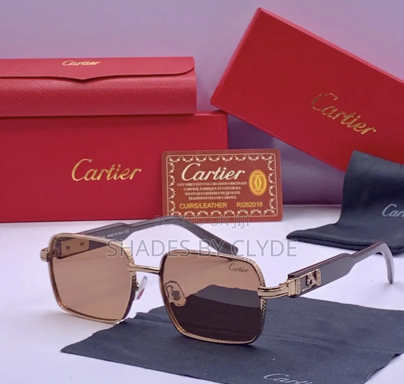 Exquisite Cartier Gold-Tone Square Sunglasses–Gradient Lens Collection