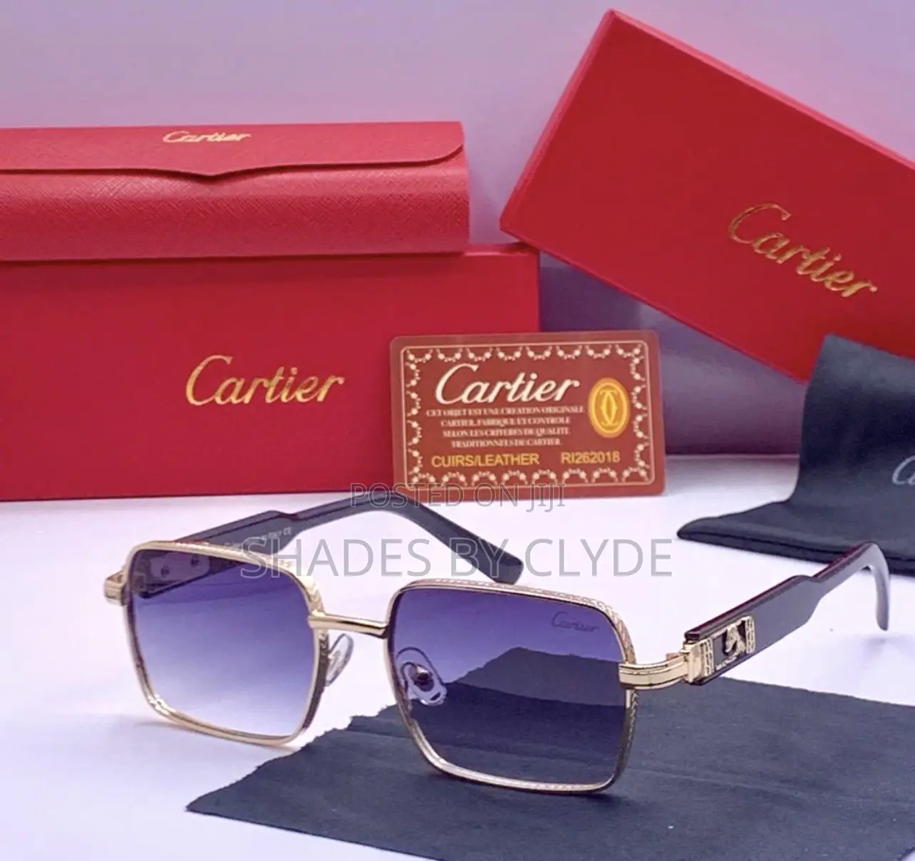 Exquisite Cartier Gold-Tone Square Sunglasses–Gradient Lens Collection