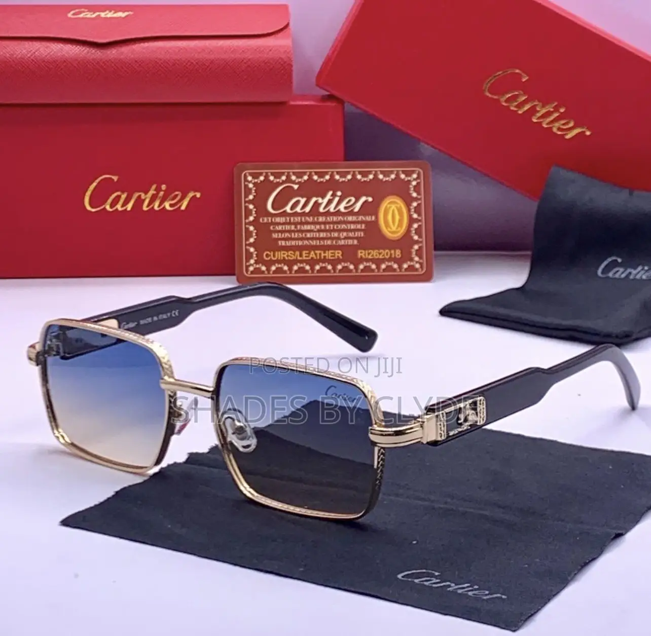 Exquisite Cartier Gold-Tone Square Sunglasses–Gradient Lens Collection