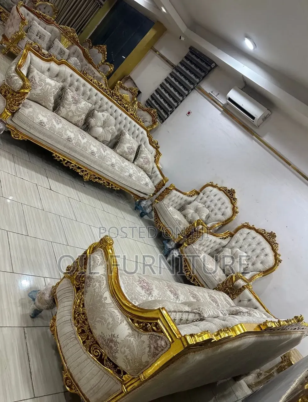 Premium Italian Carved Gold Living Room Furniture Set