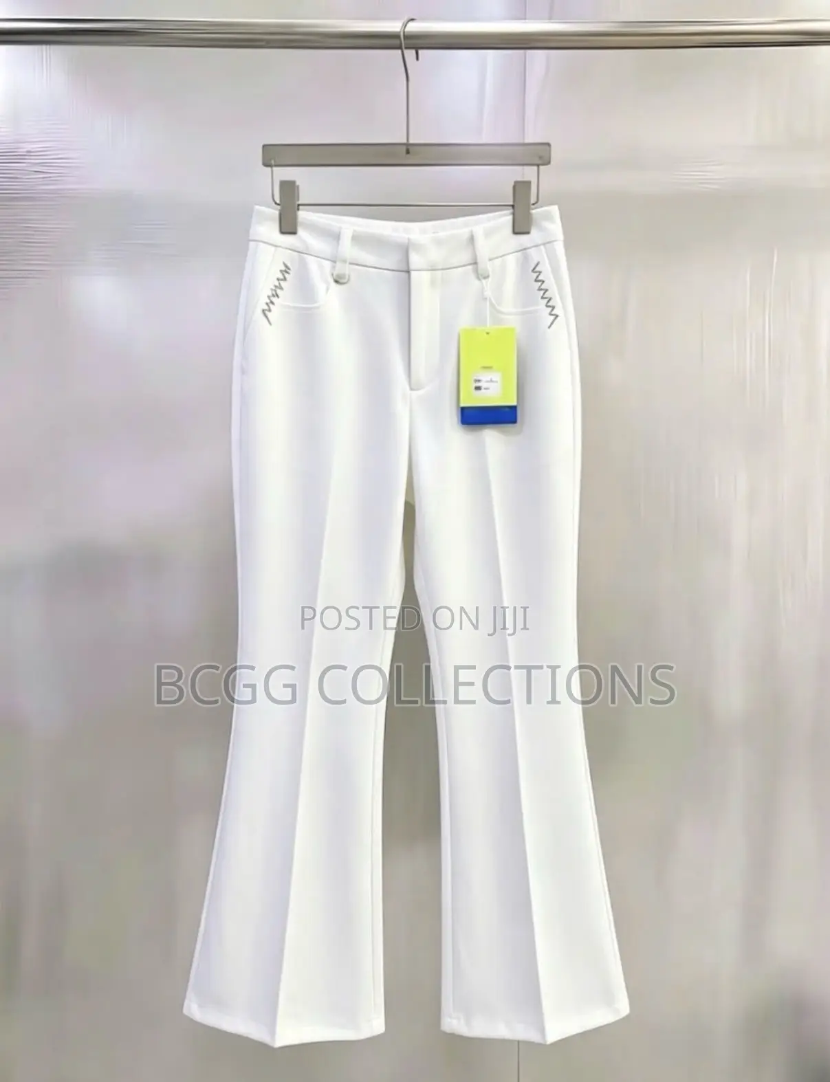 Designer Tailored Flare Trousers With Pocket Embroidery (Wine / White)