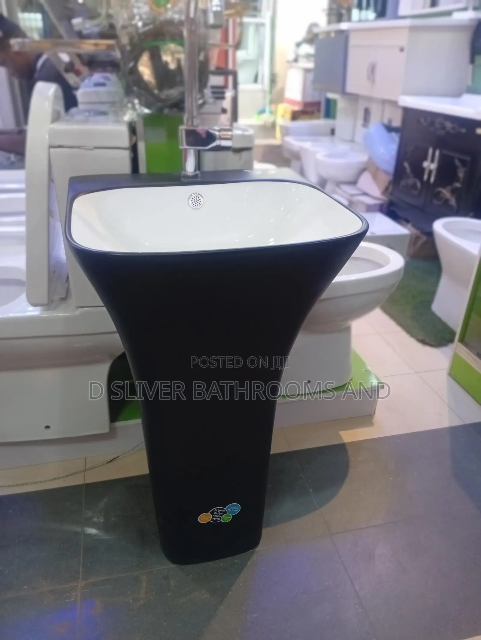 Free Standing Wash Hand Basin, Black White