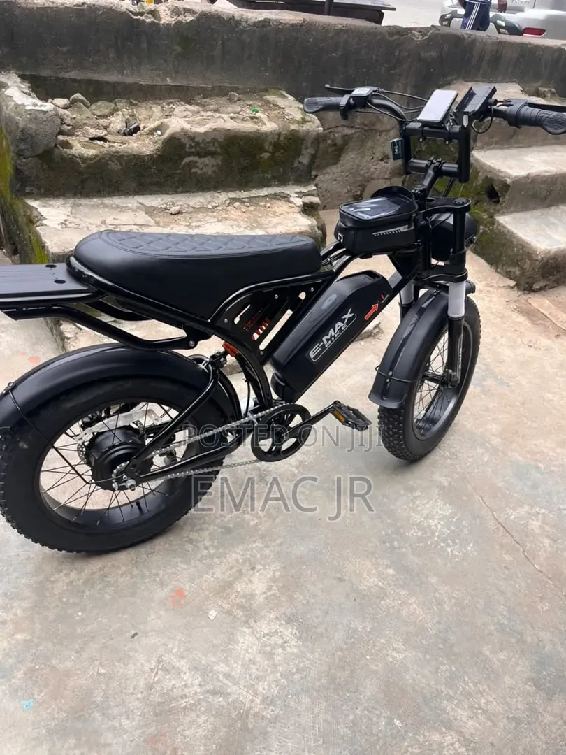 E-Max Black Moped-Style Fat-Tire Electric Bicycle