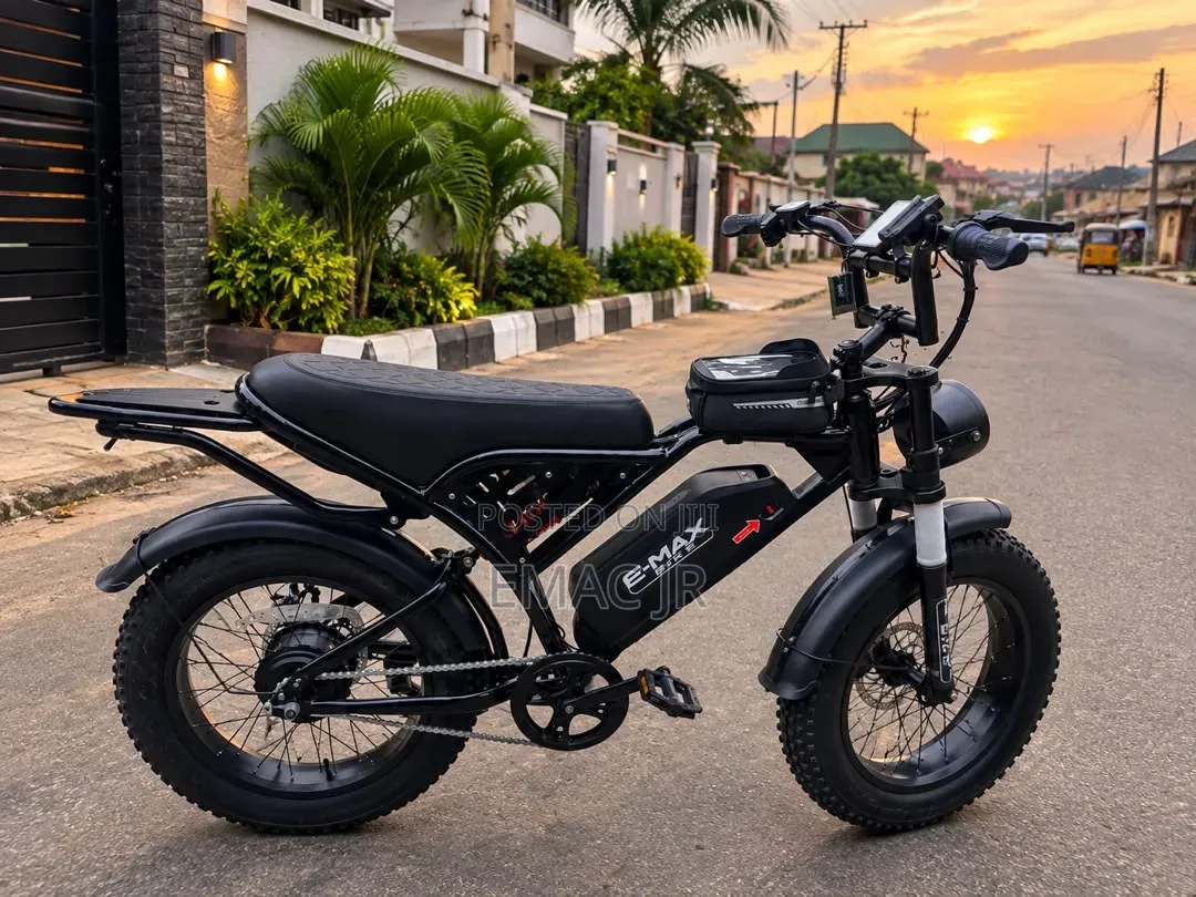 E-Max Black Moped-Style Fat-Tire Electric Bicycle