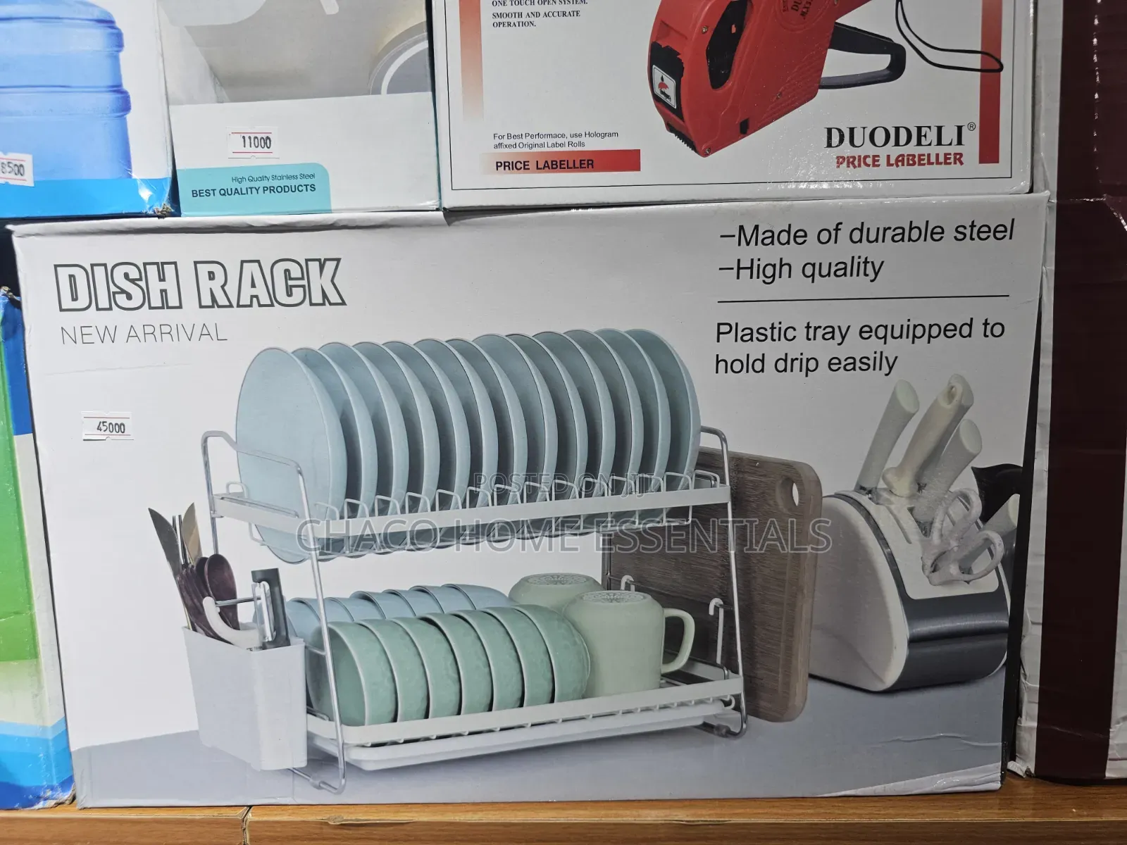 2-Tier Stainless Steel Dish Rack With Drain Board