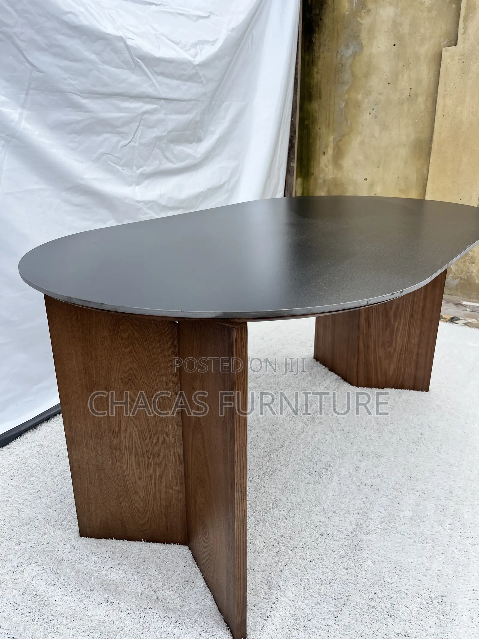 Luxury Oval Marble-Top Dining Table With Solid Wooden Base