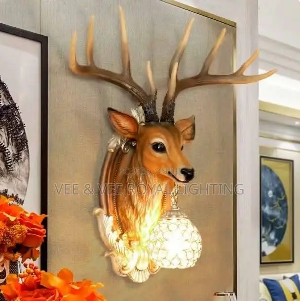 Elegant Deer Head Gold Decorative Wall Sconce - For Living Room, Hotel