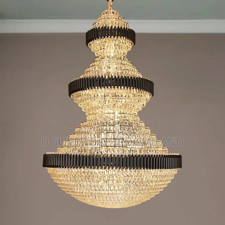 800mm Two-Steps Crystal Chandelier Light – Black Gold