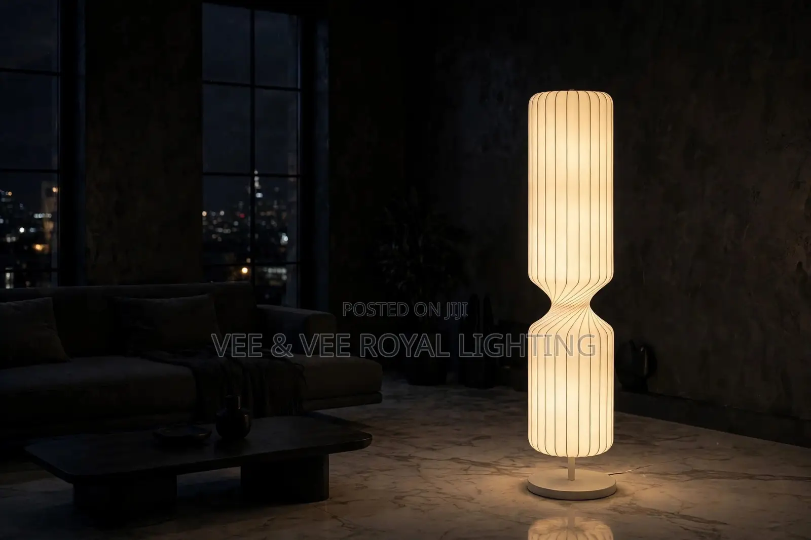 Sculptural Twisted Hourglass Floor Lamp - For Living Room, Bedroom