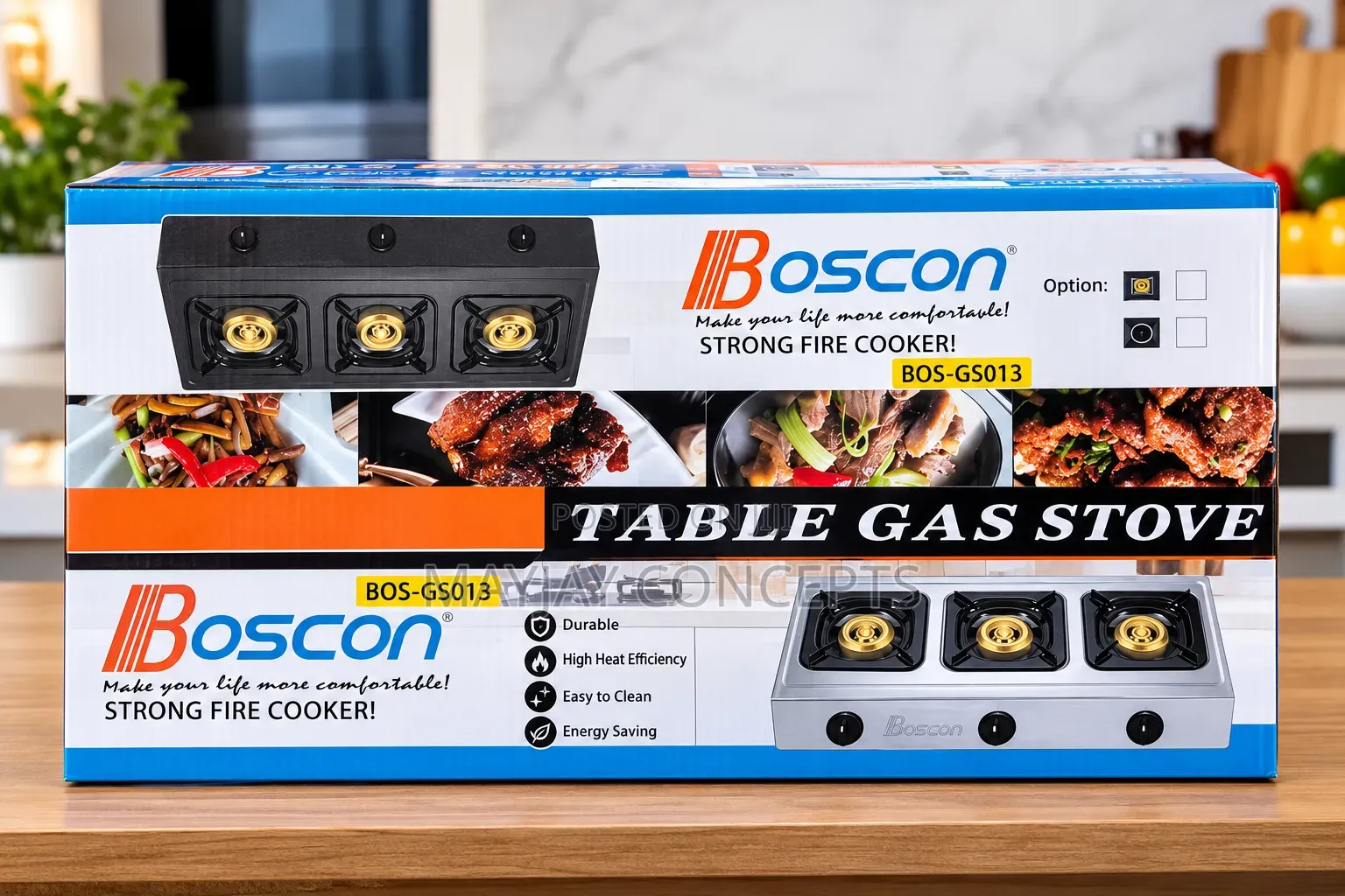 BOSCON 3-Burner Stainless Steel Table Gas Stove–BOS-Gs013