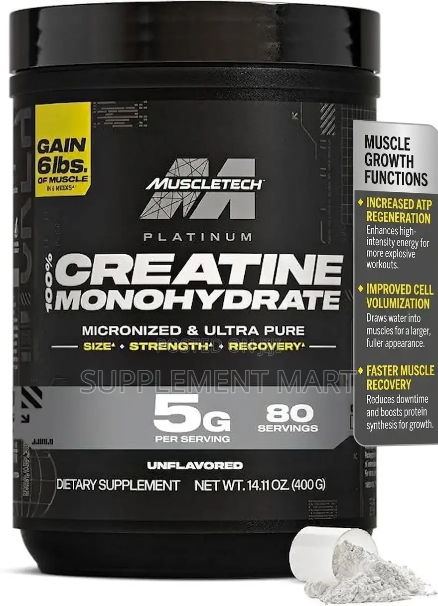 100% Micronised Creatine Monohydrate 400G Powder – 80 Servings