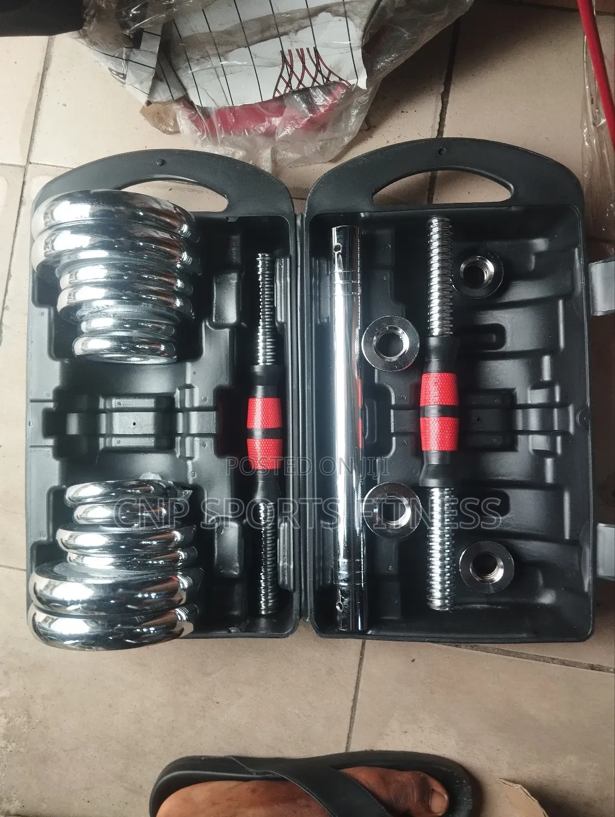 20kg Silver Chrome Dumbbell With Extension Bar