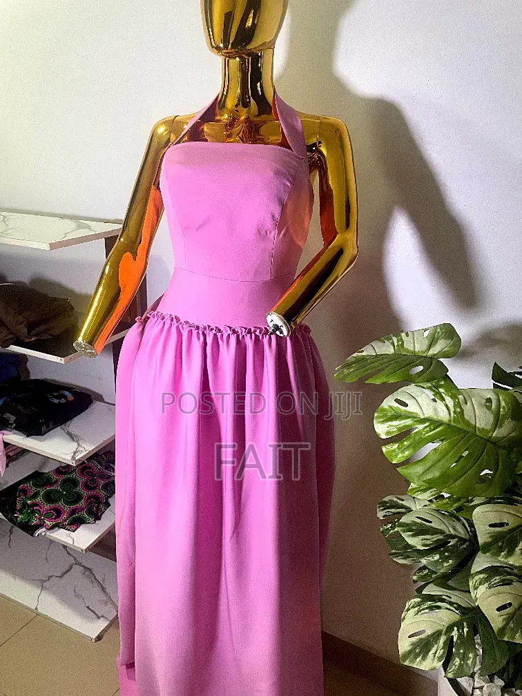 A Full Length Halter Neck Backless Dress