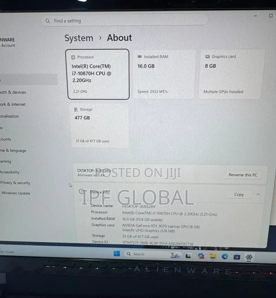 Laptop Alienware M15 R4 16GB Intel Core i7 SSD 512GB