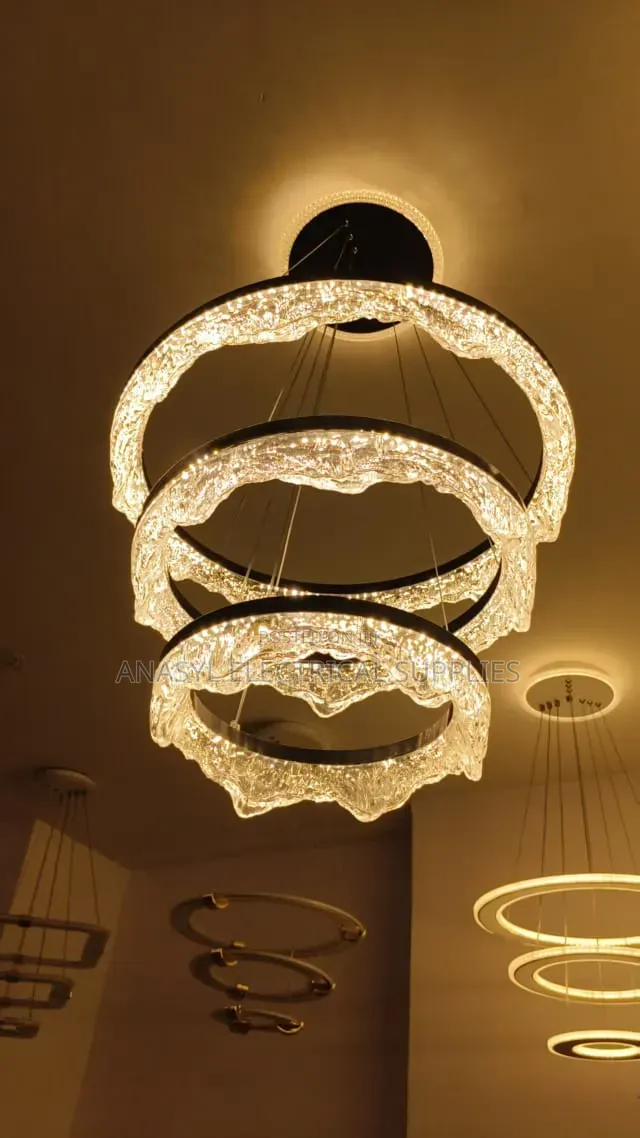 Modern 3-Tier Crystal Ring Chandelier