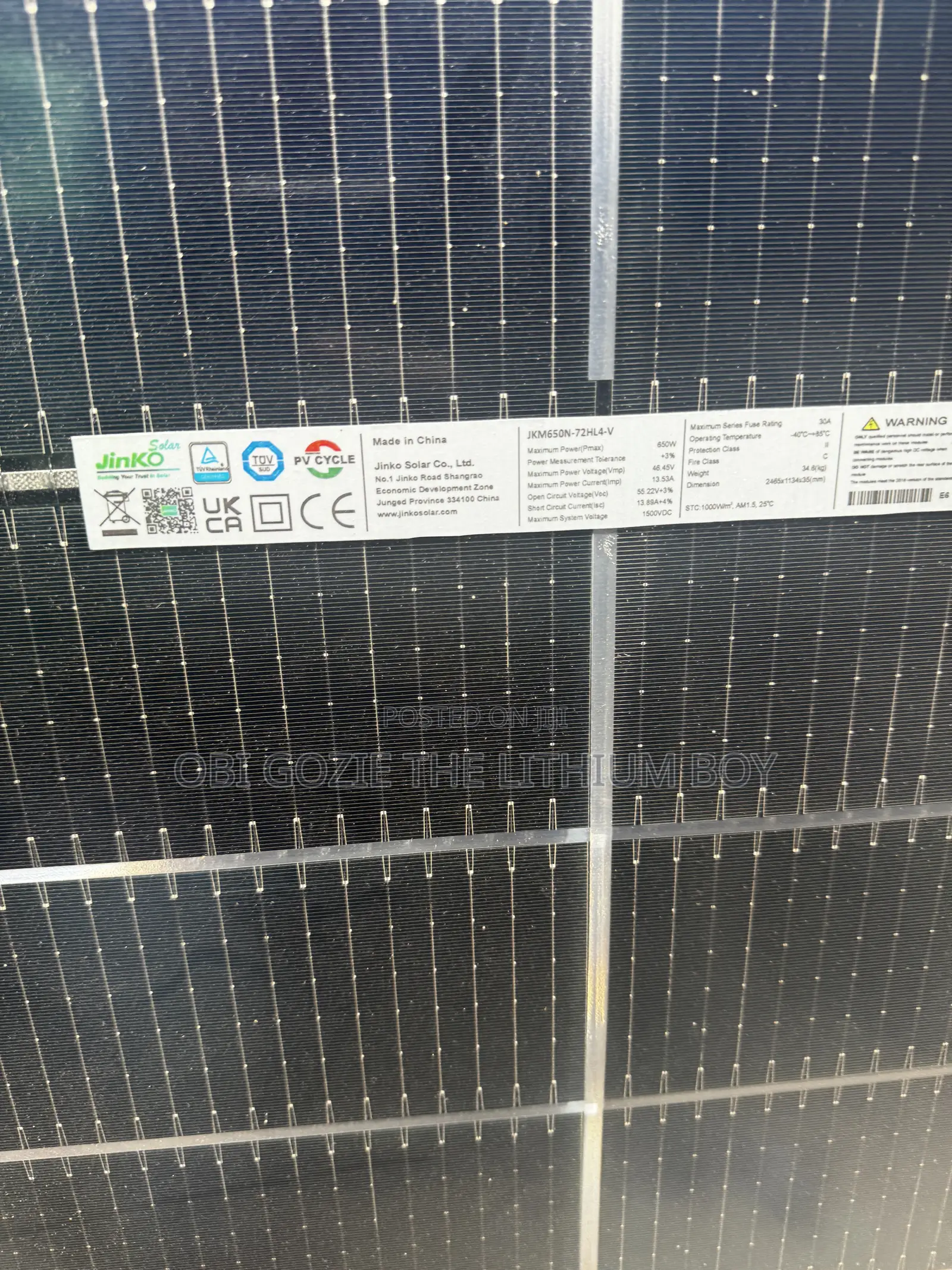 Brand New Jinko 650w Bifical Solar Panel With 7 Year Warranty