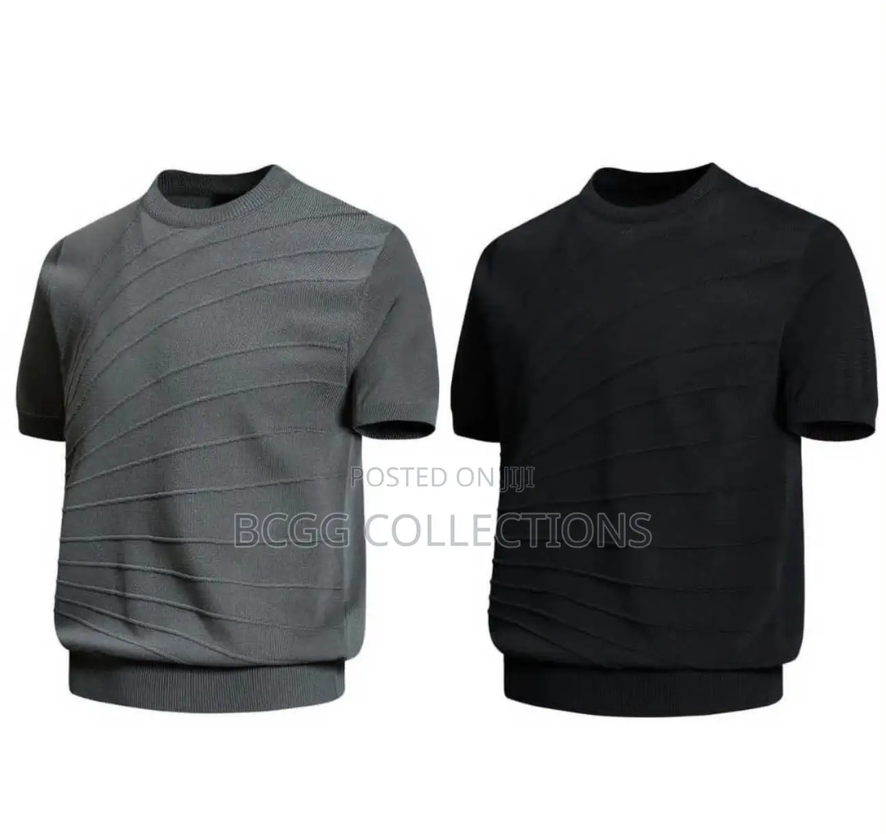 Designer Textured Short-Sleeve Knit T-Shirt