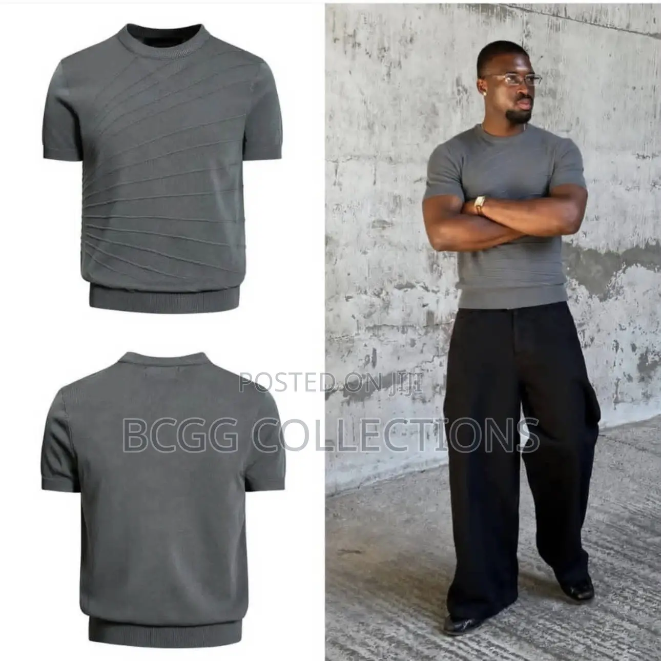 Designer Textured Short-Sleeve Knit T-Shirt
