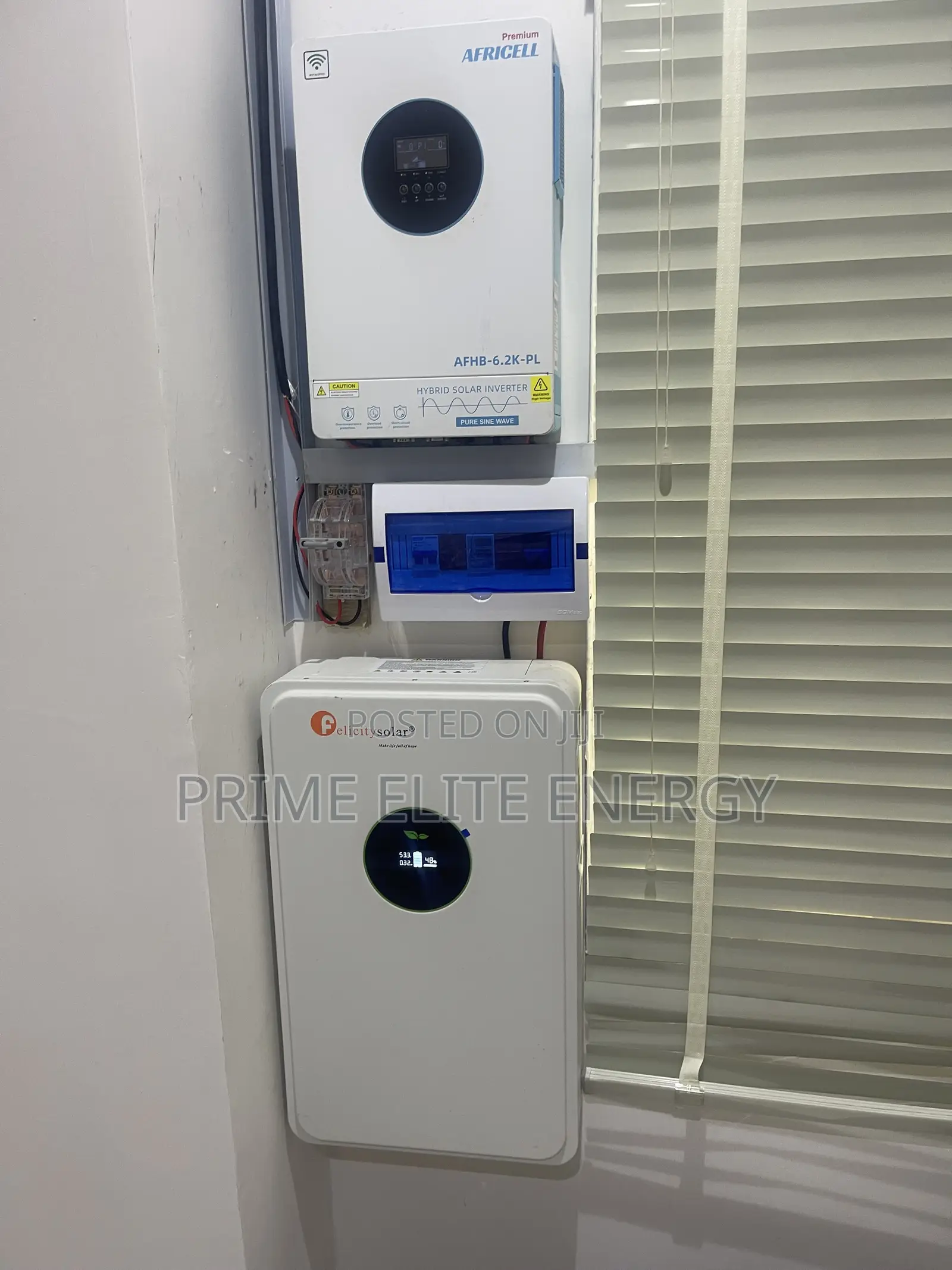 Africell 6.2kva and Felicity 5kwh With 650w X6 Solar System Setup