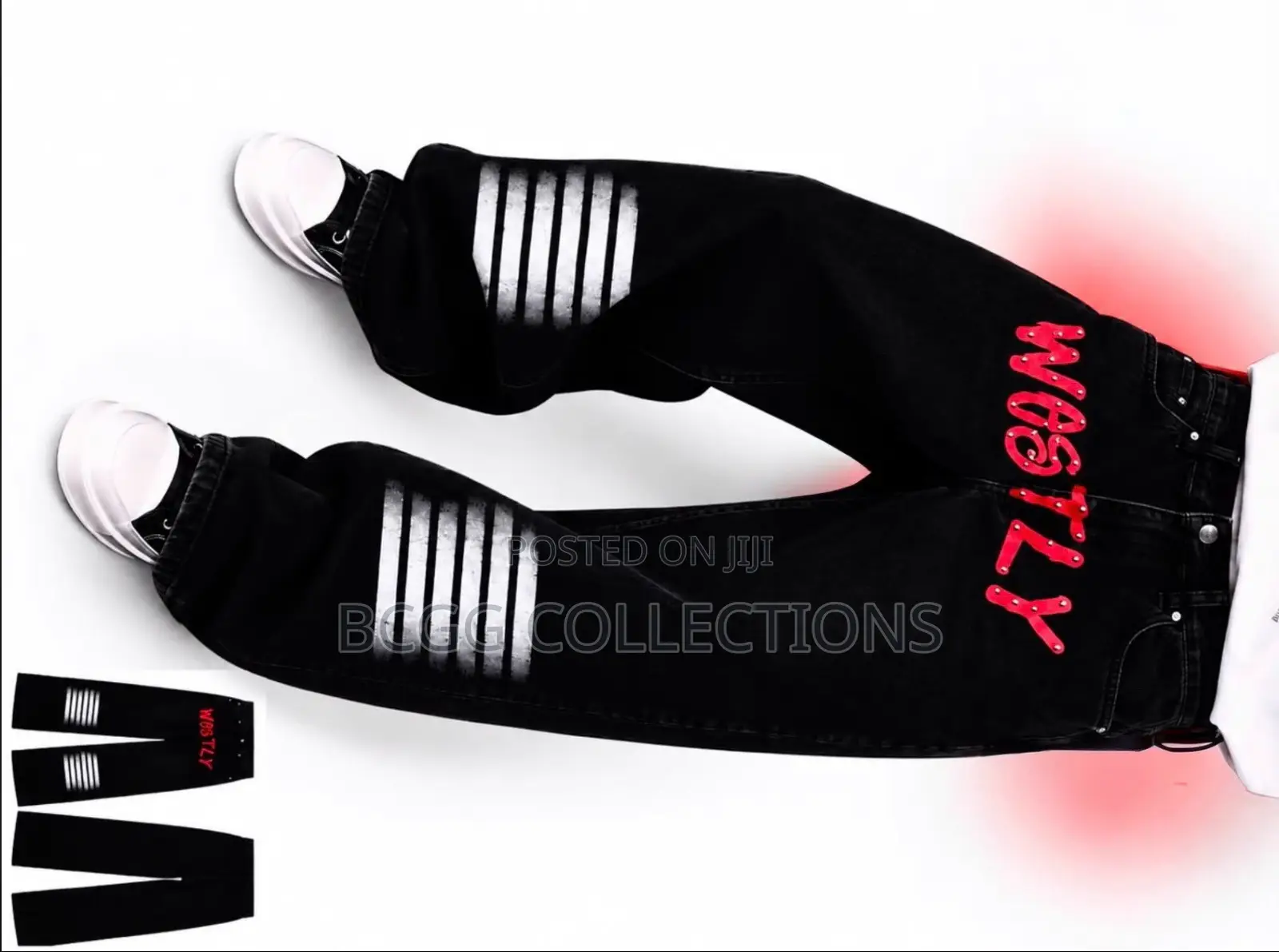 Designer WOSTLY Graphic Baggy Streetwear Denim Jeans