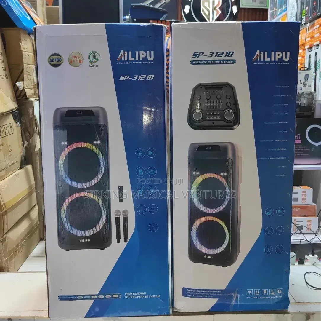 AILIPU 90000W Heavy Deep Bass Double Speaker With Double Wireless Mic