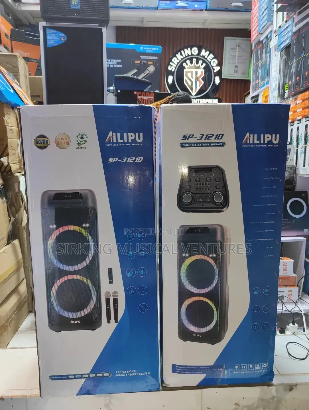 AILIPU 90000W Heavy Deep Bass Double Speaker With Double Wireless Mic