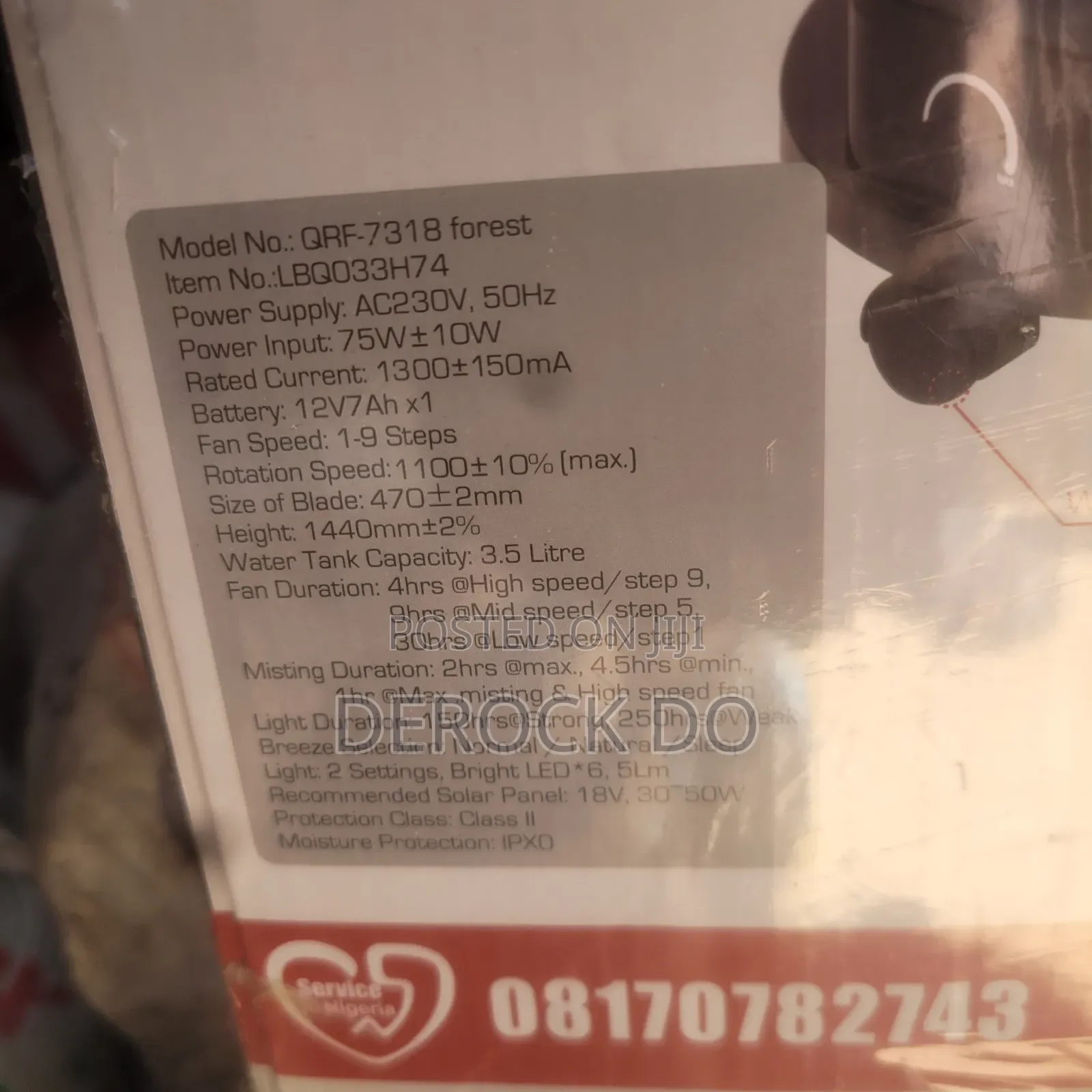 Rechargeable Mist Standing Fan