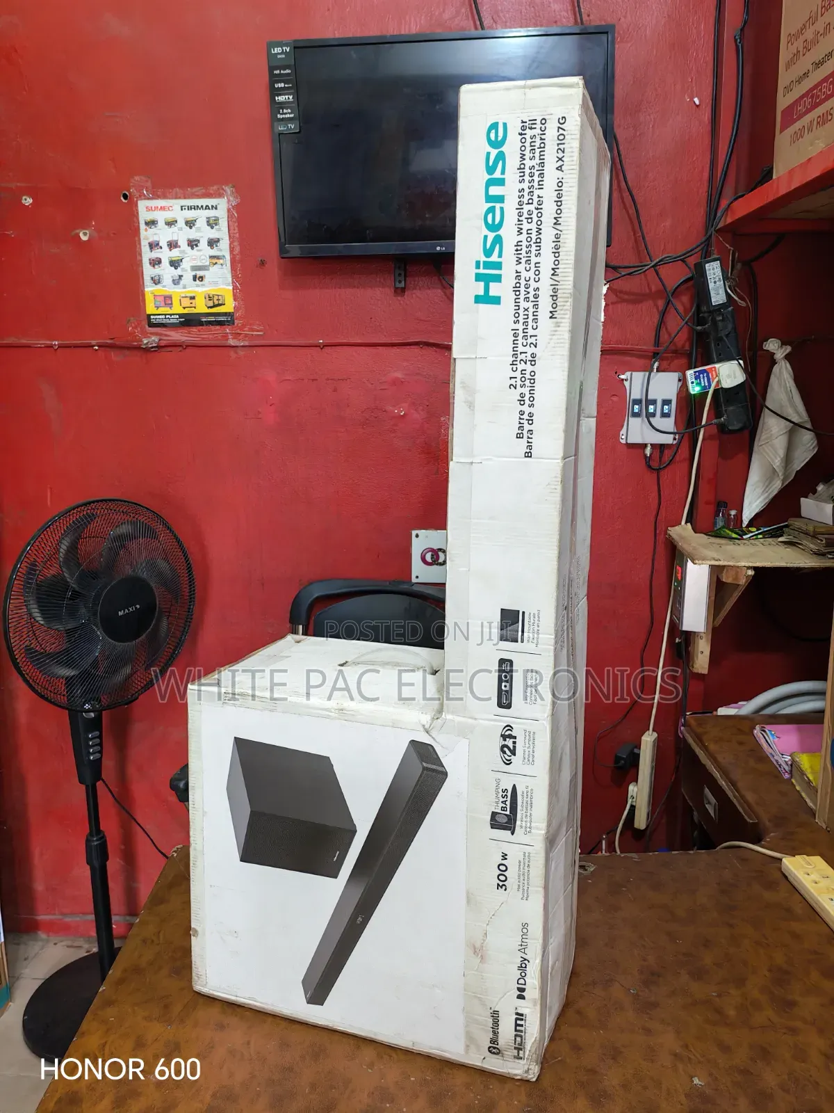 New Hisense Soundbar 300 Watts Wireless Subwoofer With >Bluetooth >USB