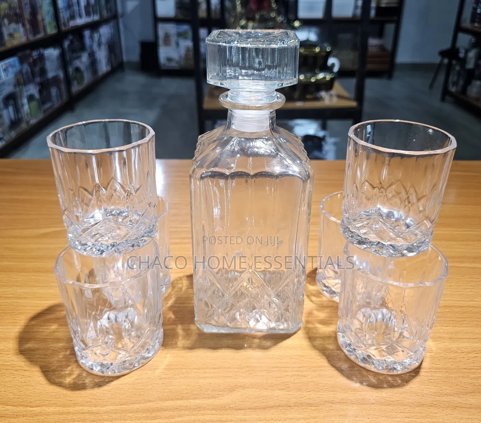 5-Piece Crystal Cut Whiskey Decanter and Glass Set