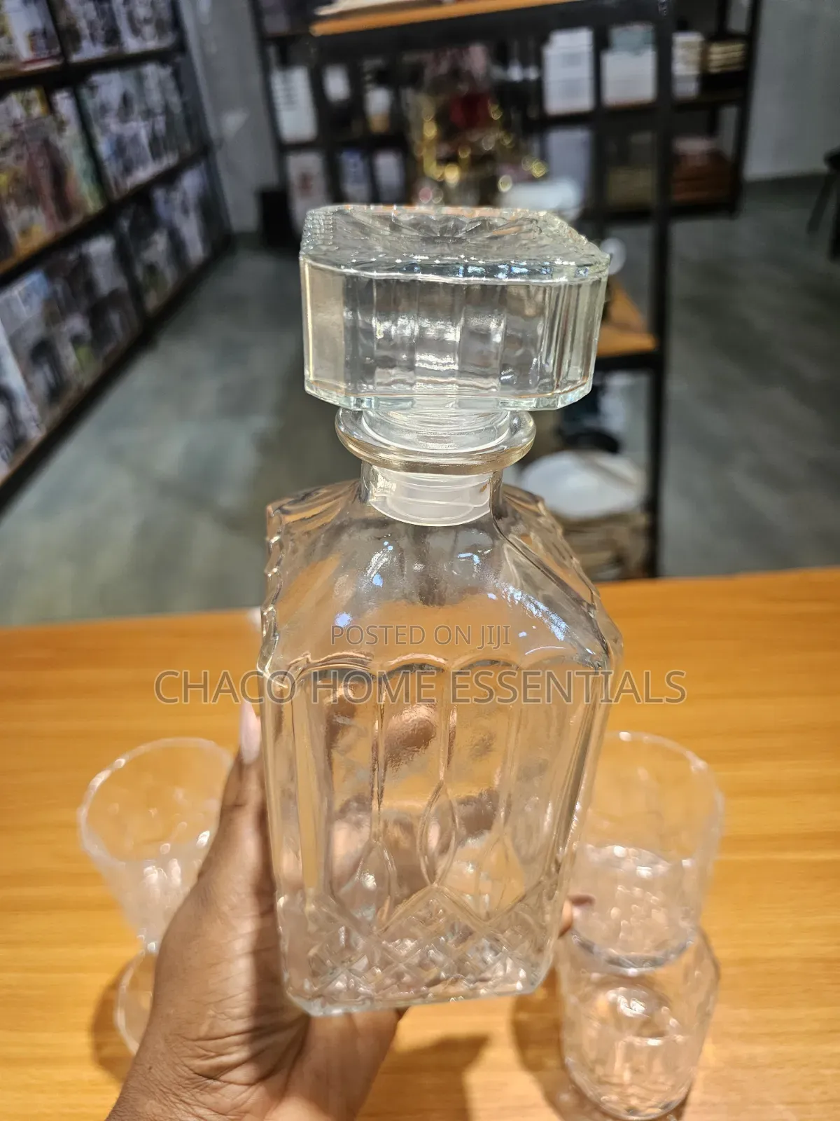 5-Piece Crystal Cut Whiskey Decanter and Glass Set