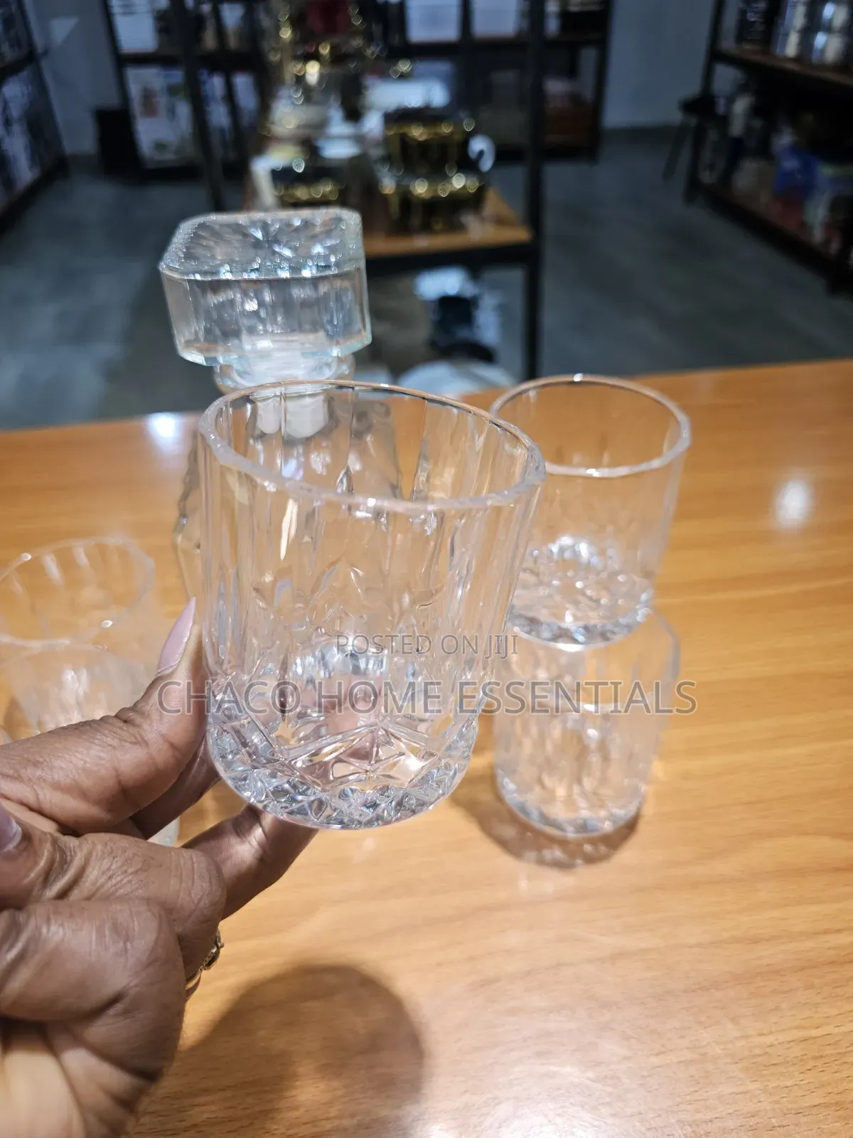 5-Piece Crystal Cut Whiskey Decanter and Glass Set