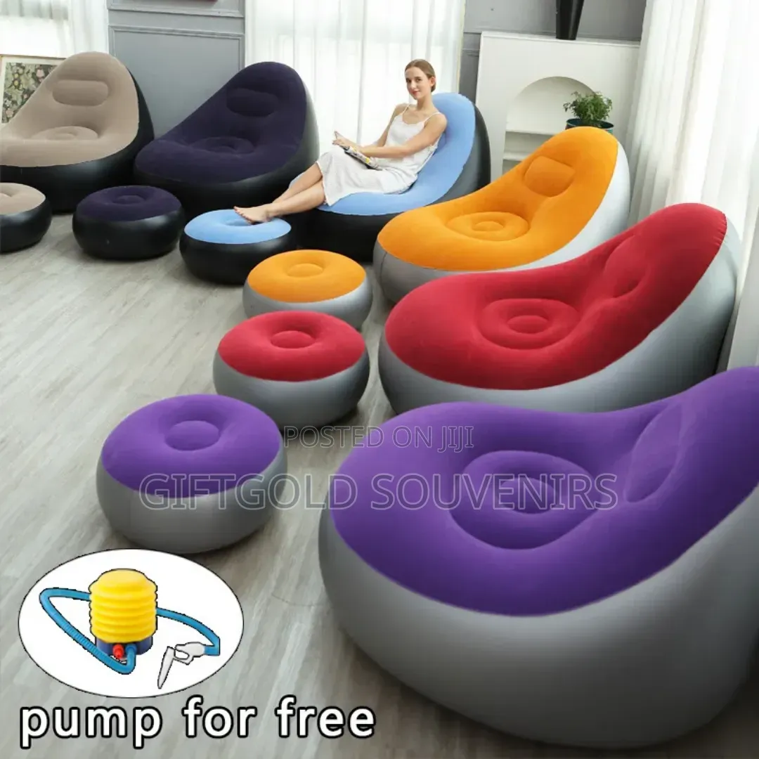 Inflatable Sofa With Foot Stool, Electric Pump