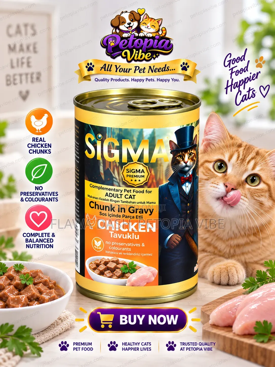SIGMA Premium Chicken Chunks in Gravy – Adult Cat Food