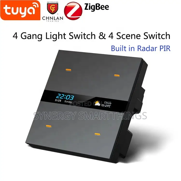 Tuya M8 Pro Zigbee Smart Switch 4 Gang Control Panel Scene Switch Grey