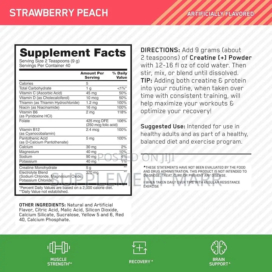 Creatine + Enhanced 3-in-1 Strawberry Peach 360G – 40 Servings