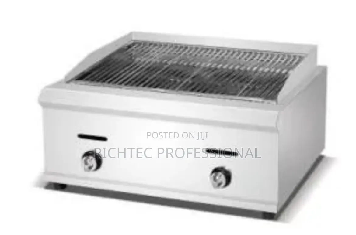 Commercial Gas Lava Rock Chargrill - Double Burner Stainless Steel