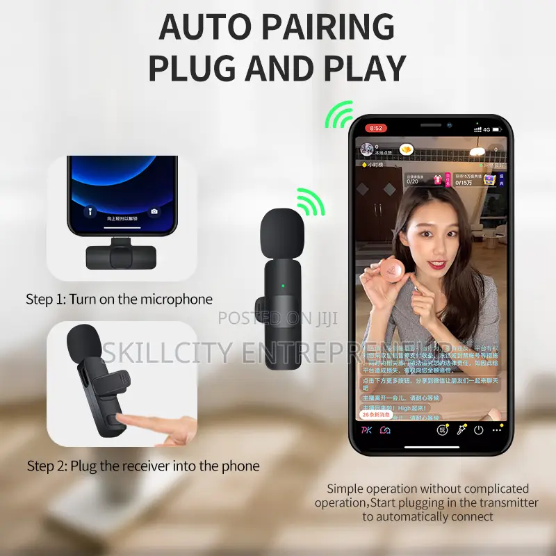Wireless Single Lapel Microphone With Type-C Receiver