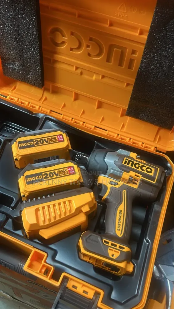 INGCO 20V Cordless Brushless Impact Drill + 2 Batteries Charger