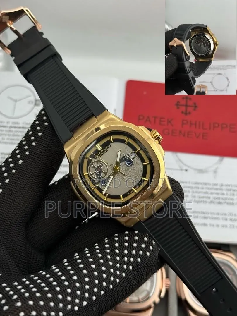 Patek Philippe Mechanical Movement Transparent Back Wristwatch