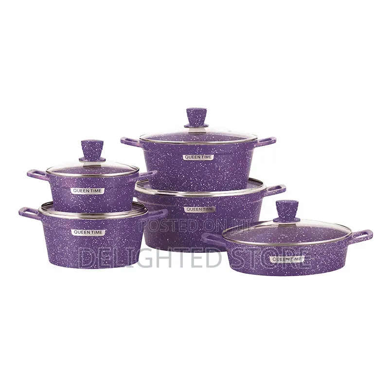10pcs Taurus Marble Die-Cast Queen Time Cooking Pot(kitchen Expert)