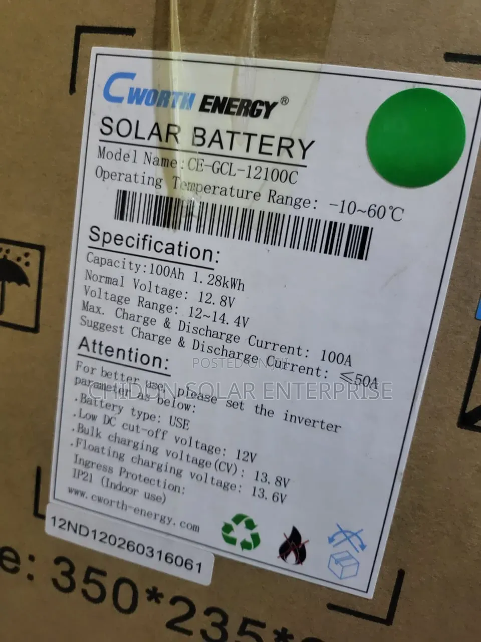 100Ah 12v Cworth Lithium Ion Battery