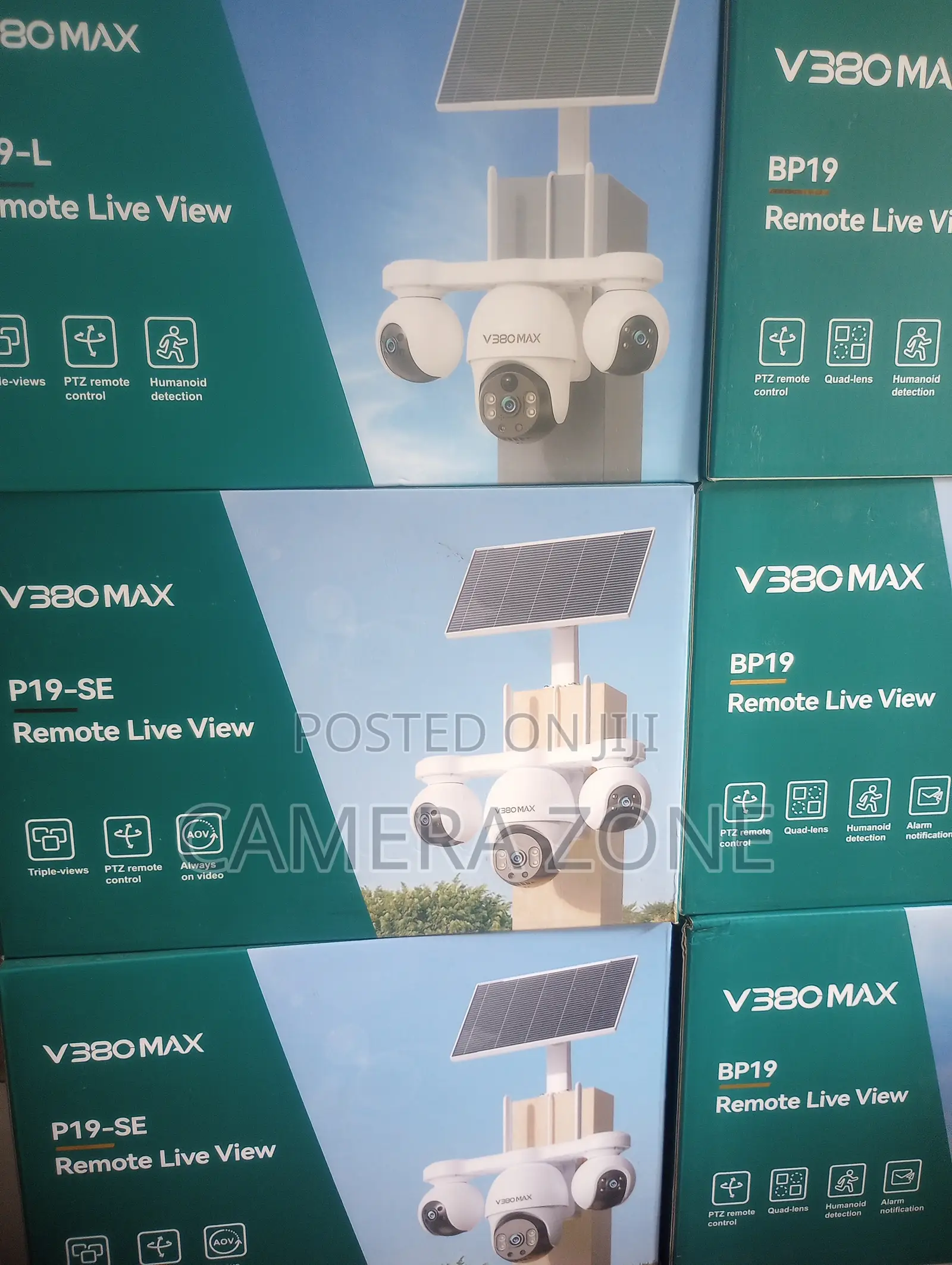 V380 MAX Solar PTZ BP19-SE Outdoor CCTV Camera (3 Lenses).