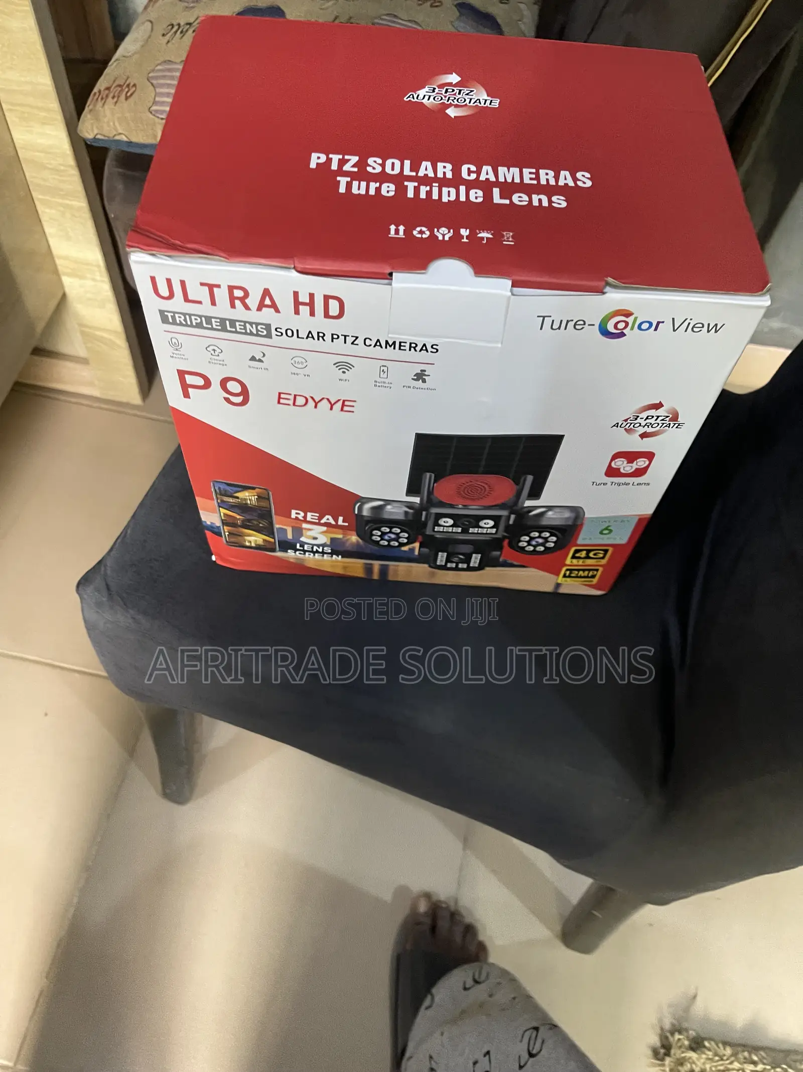Solar Powered Triple Lens PTZ Surveillance Cam